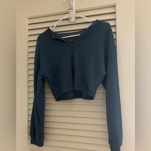 Shein Blue Cropped Long Sleeve